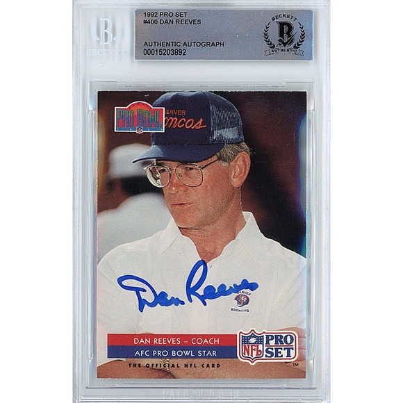 Dan Reeves Autograph 1992 NFL Pro Set Denver Broncos Football Card Beckett Slab - Picture 1 of 5